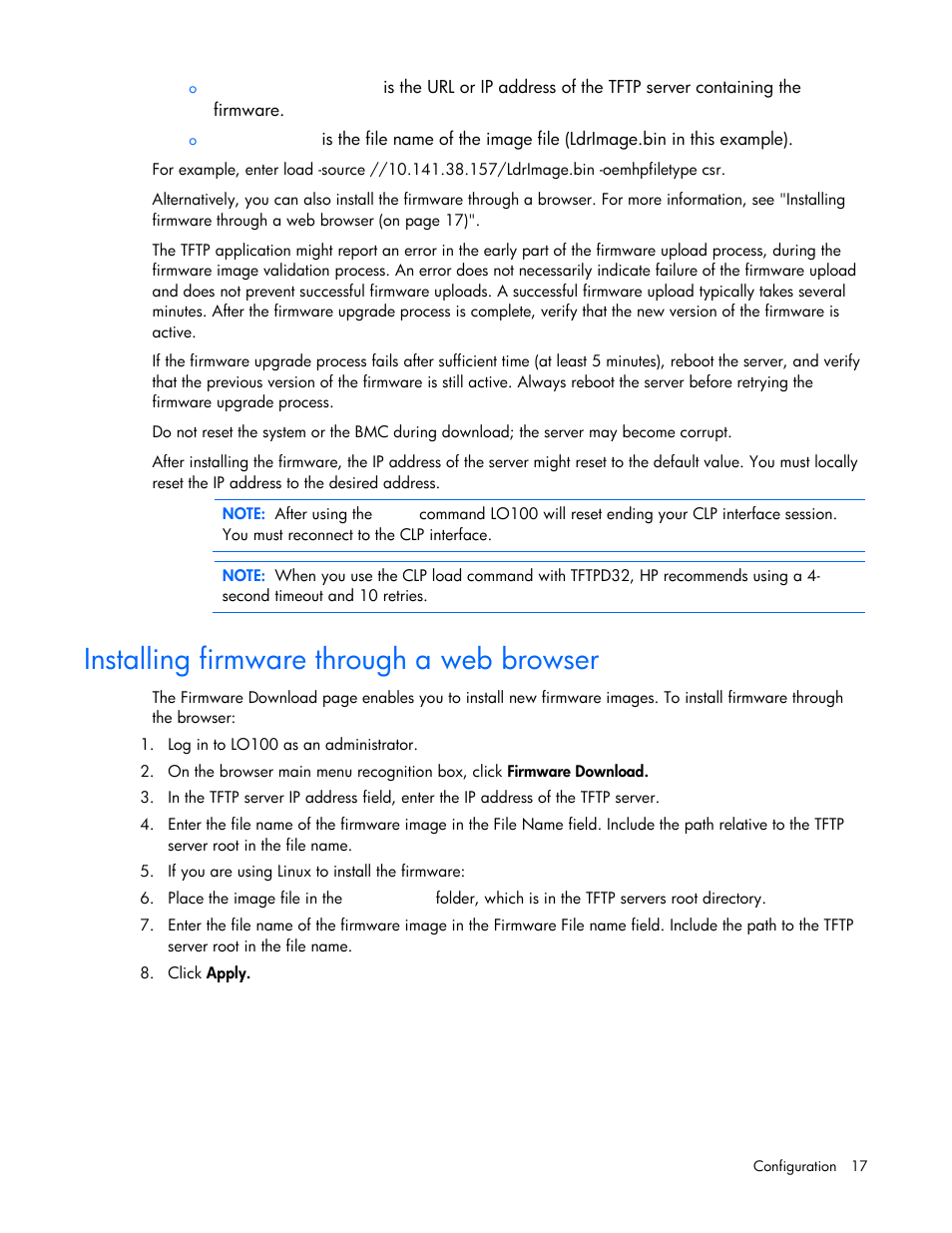 Installing firmware through a web browser | HP ProLiant SL165z G7 Server User Manual | Page 17 / 66