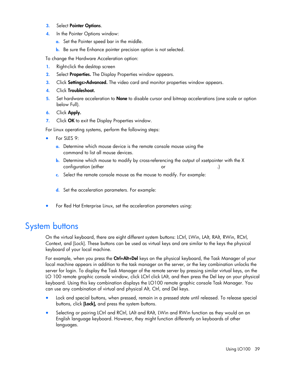 System buttons | HP ProLiant SL165z G7 Server User Manual | Page 39 / 66