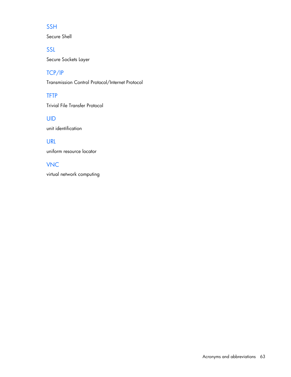 Tcp/ip, Tftp | HP ProLiant SL165z G7 Server User Manual | Page 63 / 66