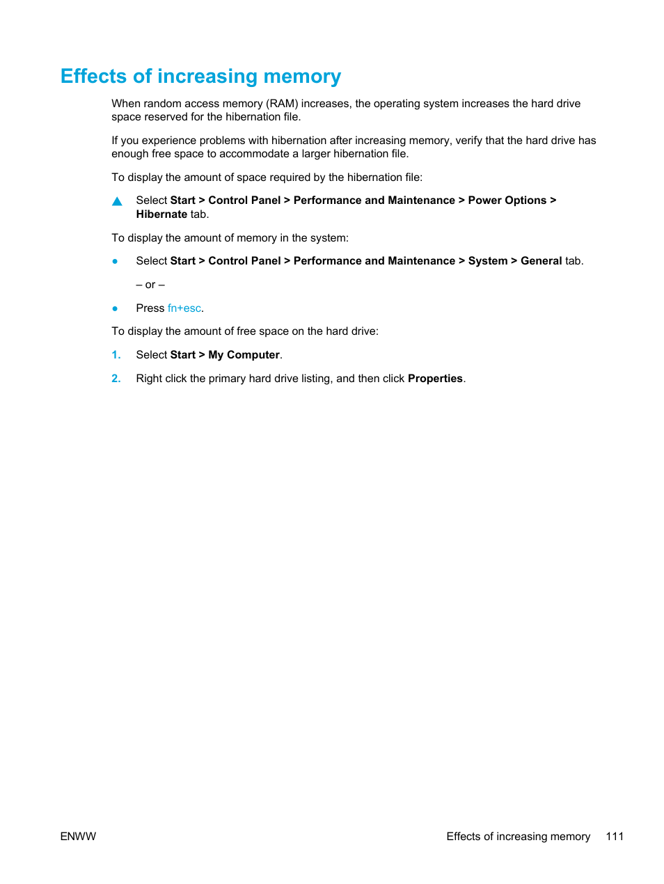 Effects of increasing memory | HP Pavilion dv5221tx Notebook PC User Manual | Page 121 / 184