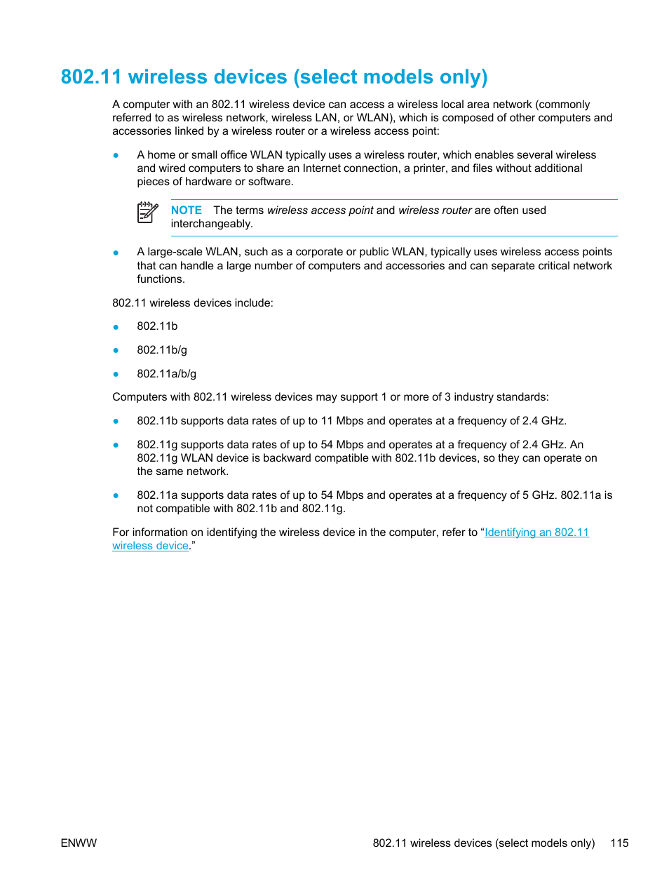 11 wireless devices (select models only) | HP Pavilion dv5221tx Notebook PC User Manual | Page 125 / 184