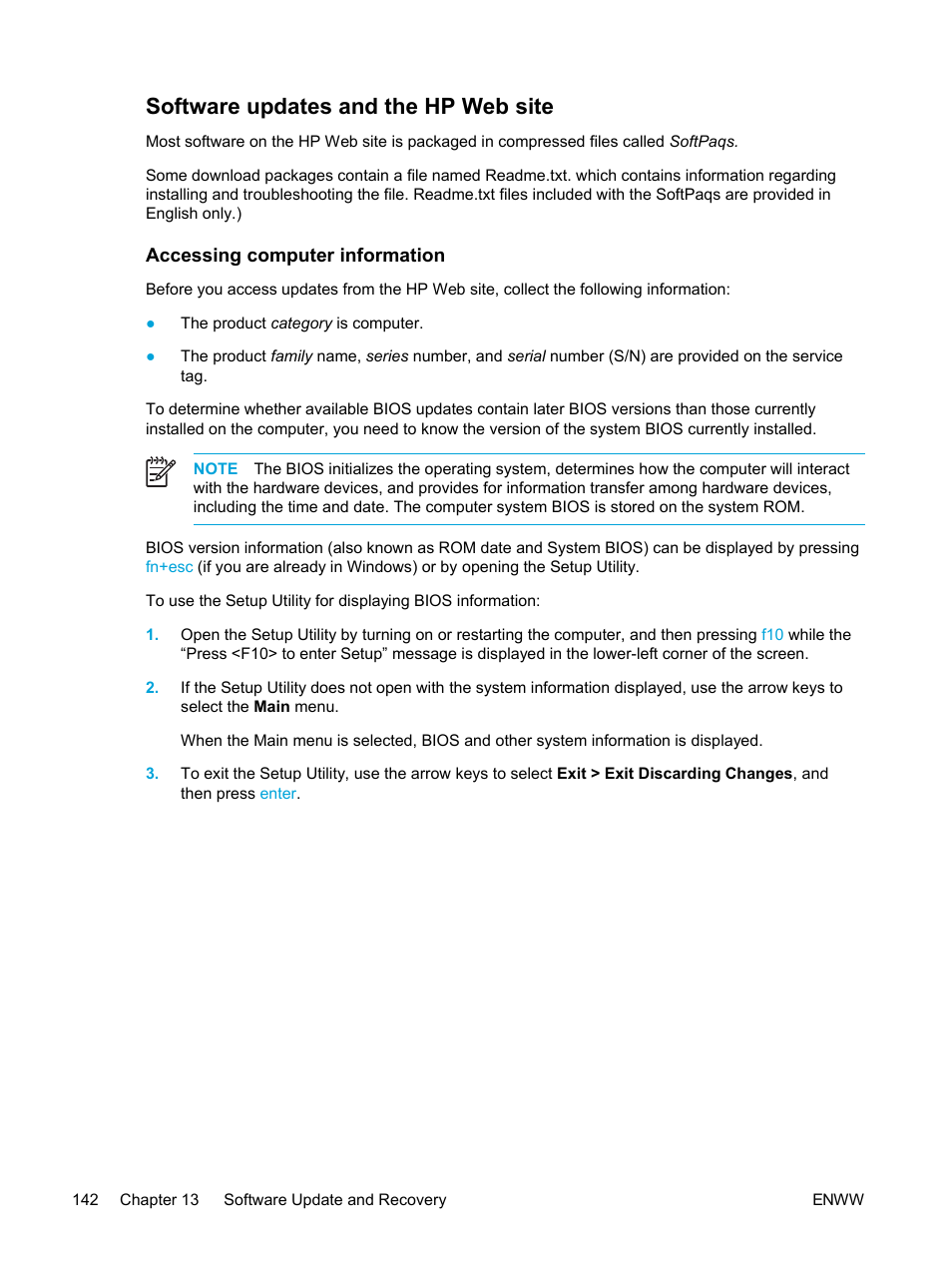 Software updates and the hp web site, Accessing computer information | HP Pavilion dv5221tx Notebook PC User Manual | Page 152 / 184