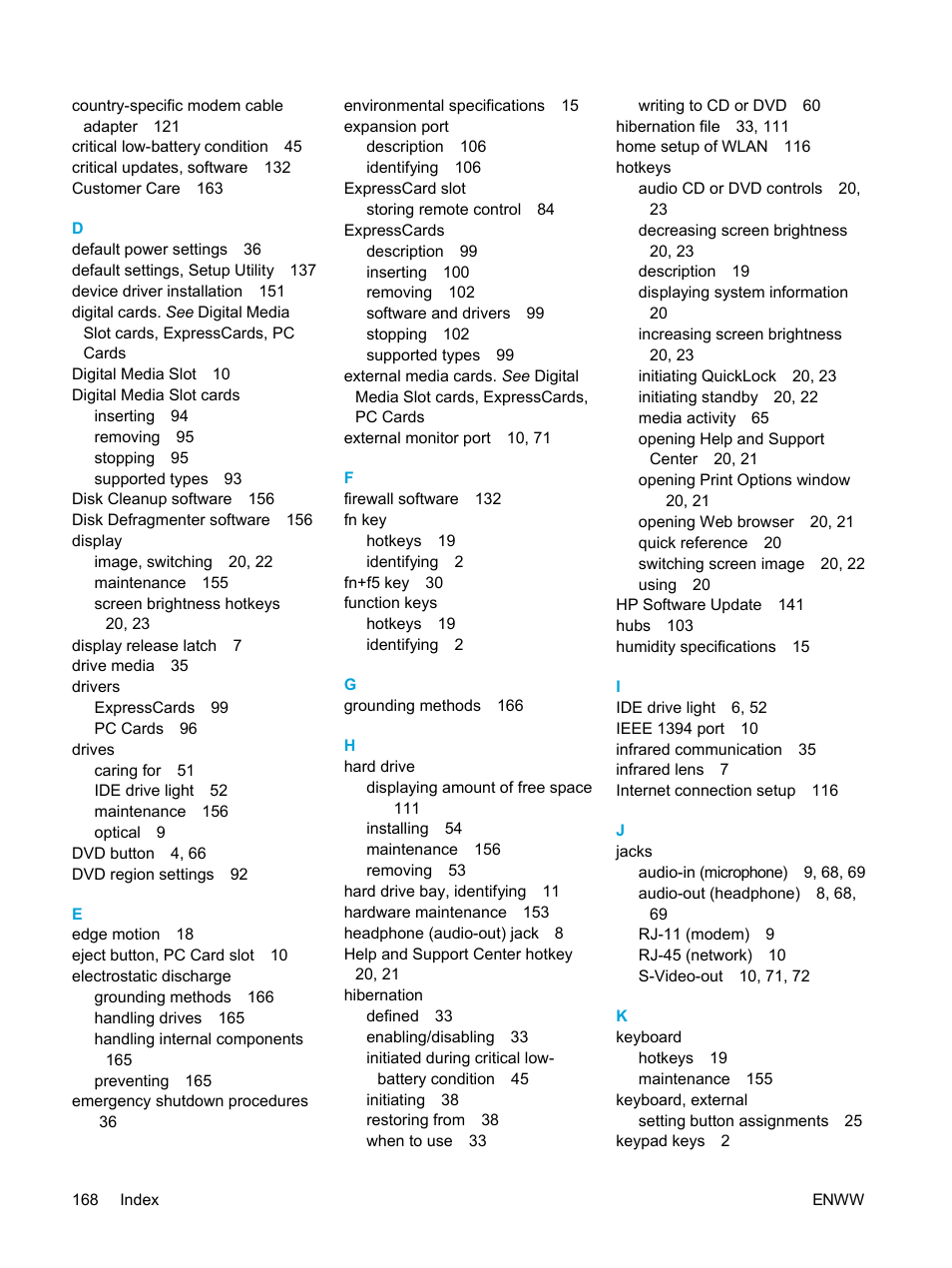 HP Pavilion dv5221tx Notebook PC User Manual | Page 178 / 184