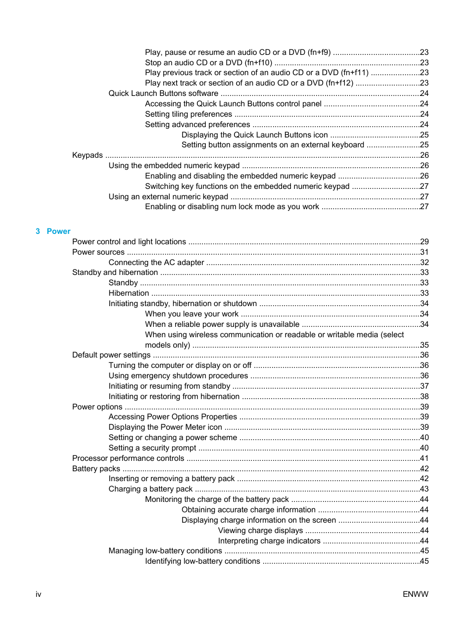 HP Pavilion dv5221tx Notebook PC User Manual | Page 4 / 184