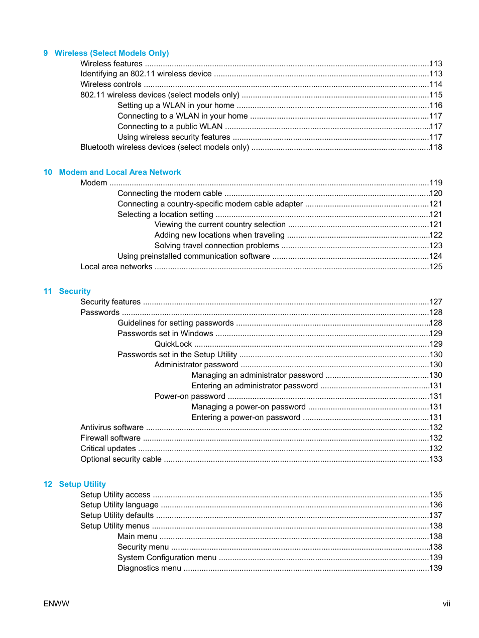 HP Pavilion dv5221tx Notebook PC User Manual | Page 7 / 184