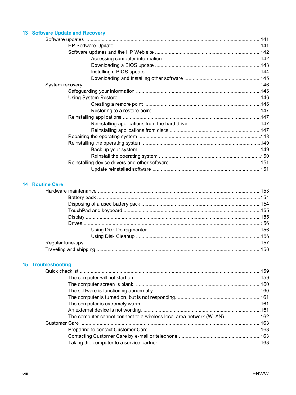 HP Pavilion dv5221tx Notebook PC User Manual | Page 8 / 184