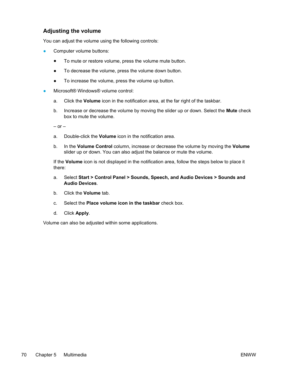 Adjusting the volume | HP Pavilion dv5221tx Notebook PC User Manual | Page 80 / 184