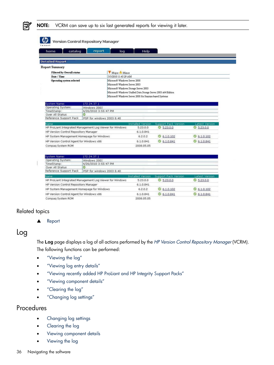 Related topics, Procedures | HP Insight Foundation Software for ProLiant User Manual | Page 36 / 51