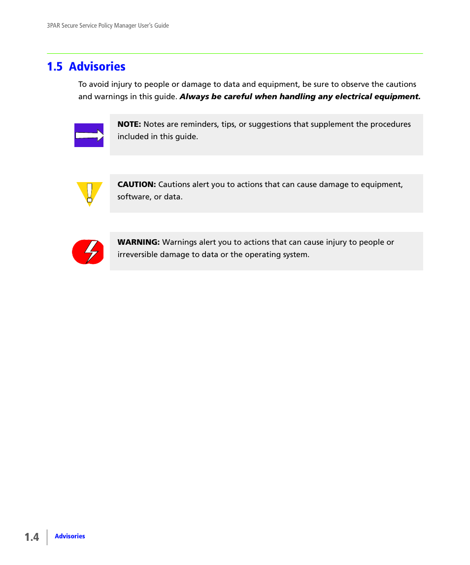 5 advisories, Advisories | HP 3PAR Service Processors User Manual | Page 10 / 78