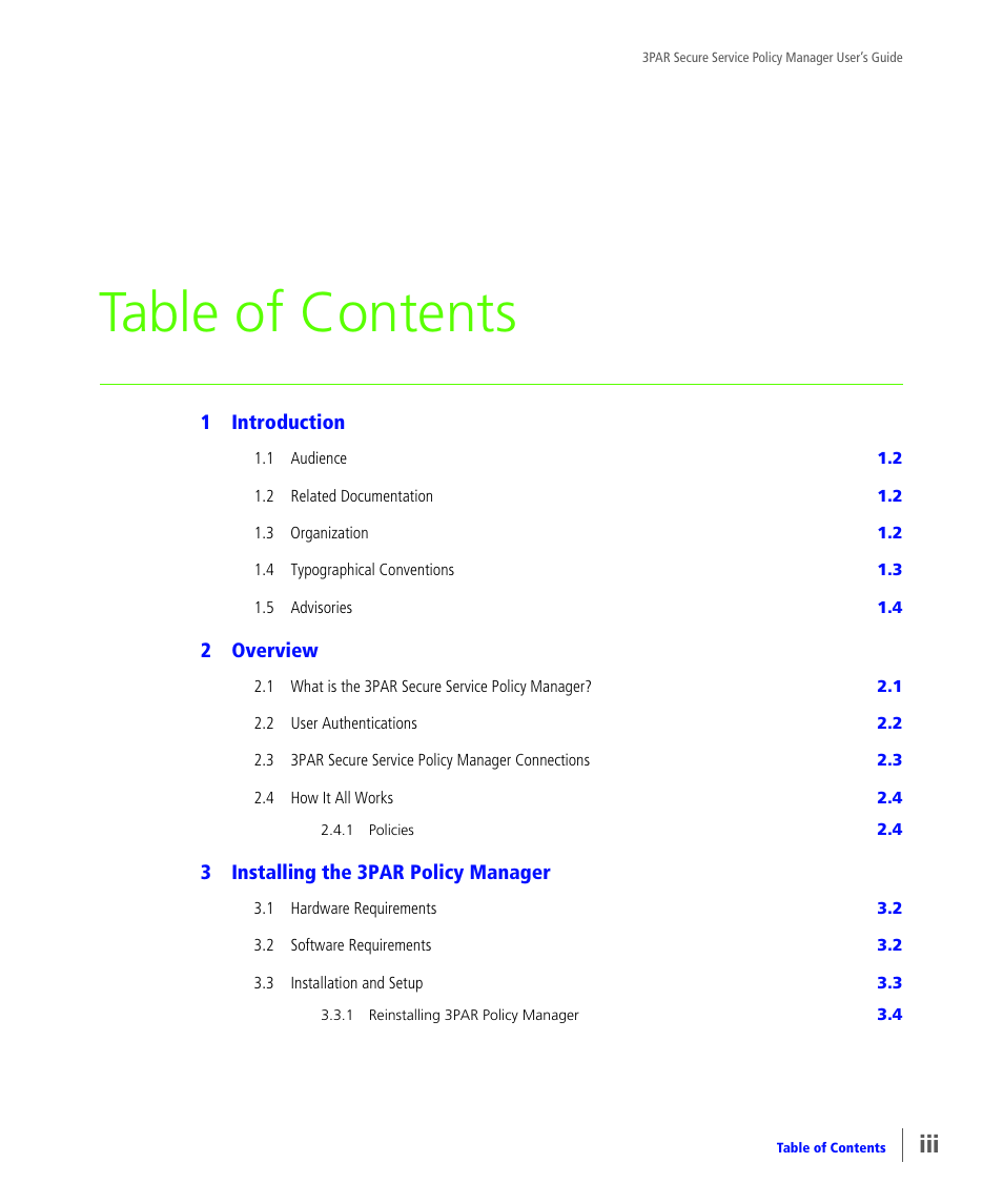 HP 3PAR Service Processors User Manual | Page 3 / 78