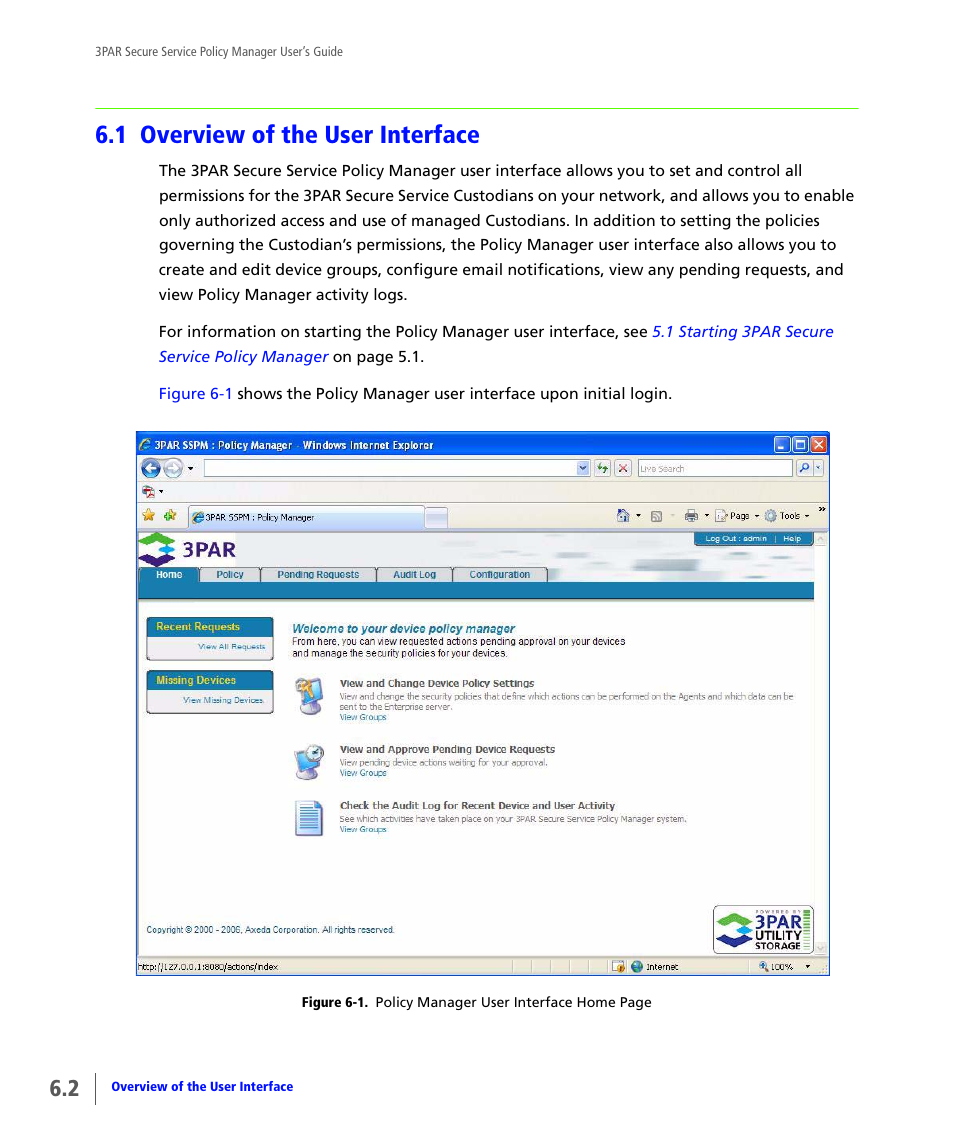 1 overview of the user interface, Overview of the user interface | HP 3PAR Service Processors User Manual | Page 32 / 78