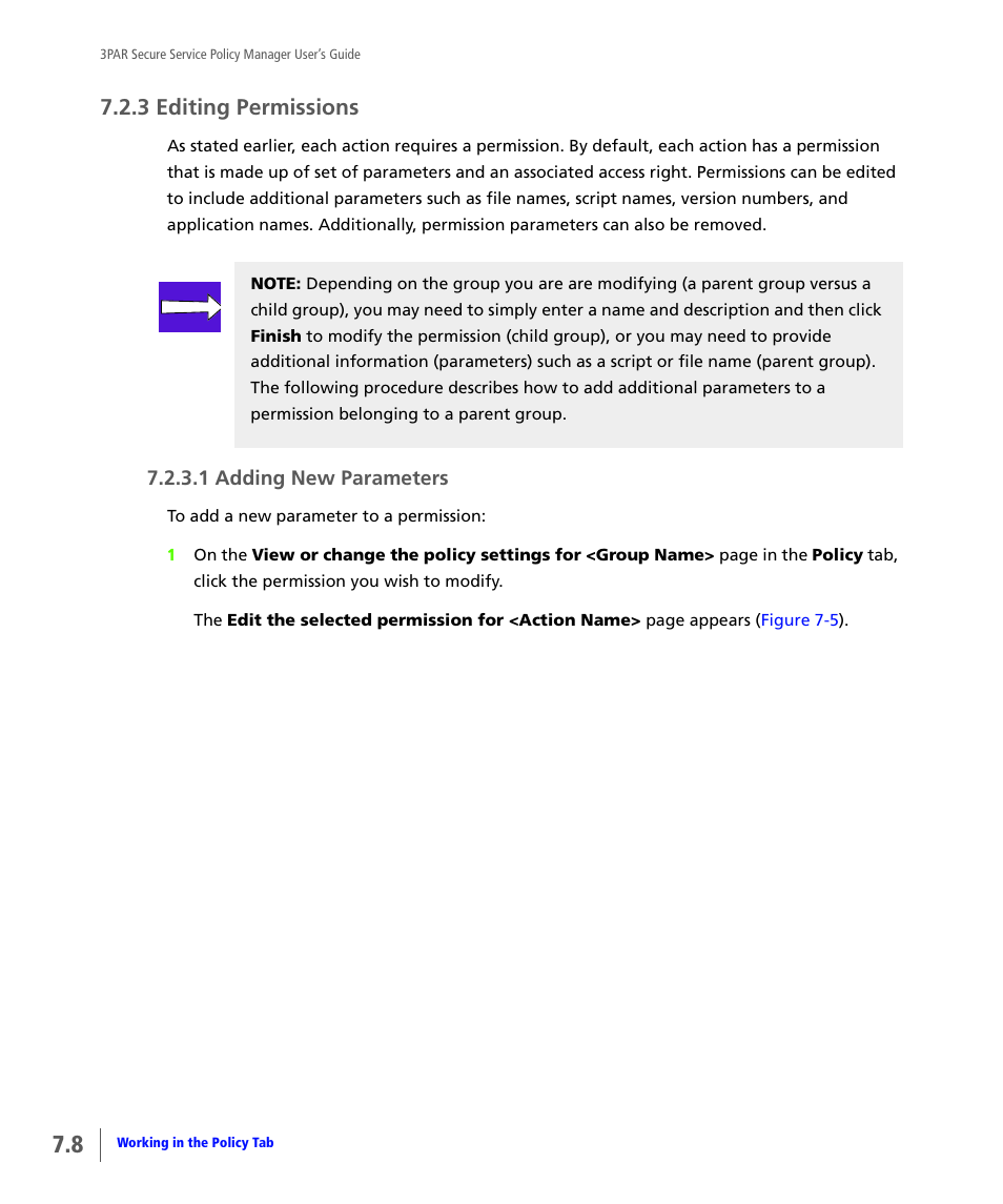 3 editing permissions, Editing permissions | HP 3PAR Service Processors User Manual | Page 52 / 78