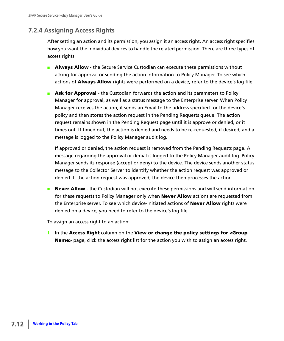 4 assigning access rights, Assigning access rights | HP 3PAR Service Processors User Manual | Page 56 / 78