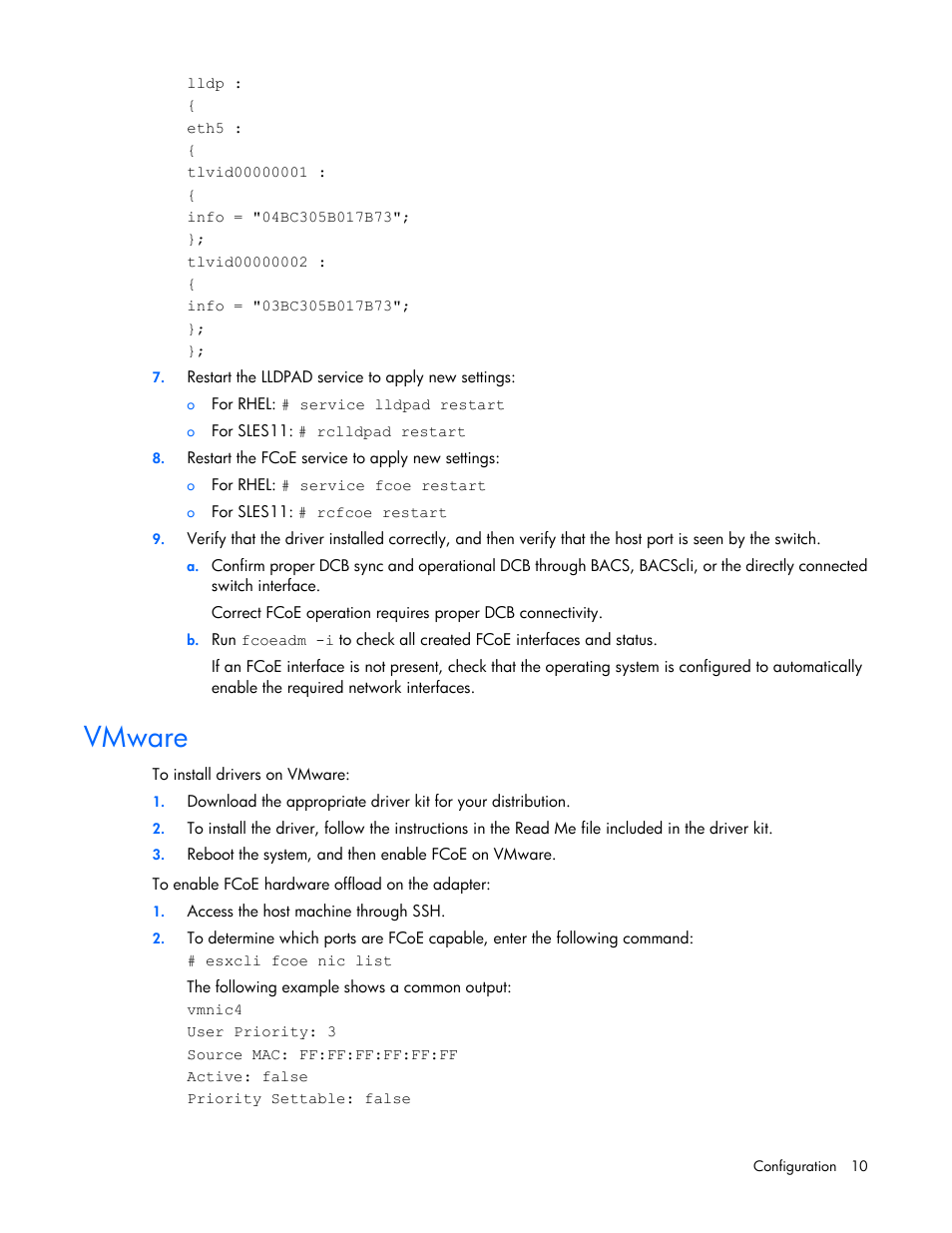 Vmware | HP StoreFabric Converged Network Adapters User Manual | Page 10 / 20