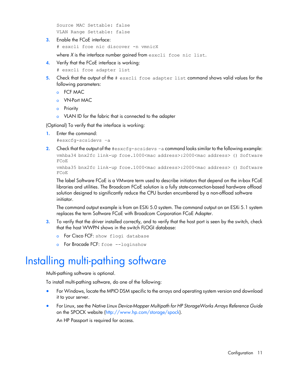 Installing multi-pathing software | HP StoreFabric Converged Network Adapters User Manual | Page 11 / 20