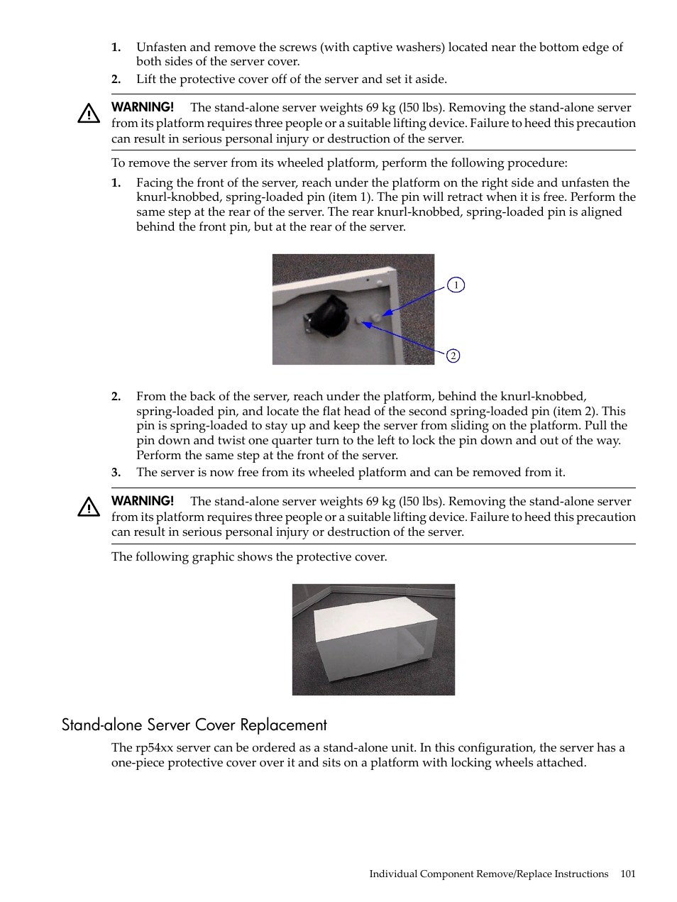 Stand-alone server cover replacement | HP 9000 rp5400 Servers User Manual | Page 101 / 163