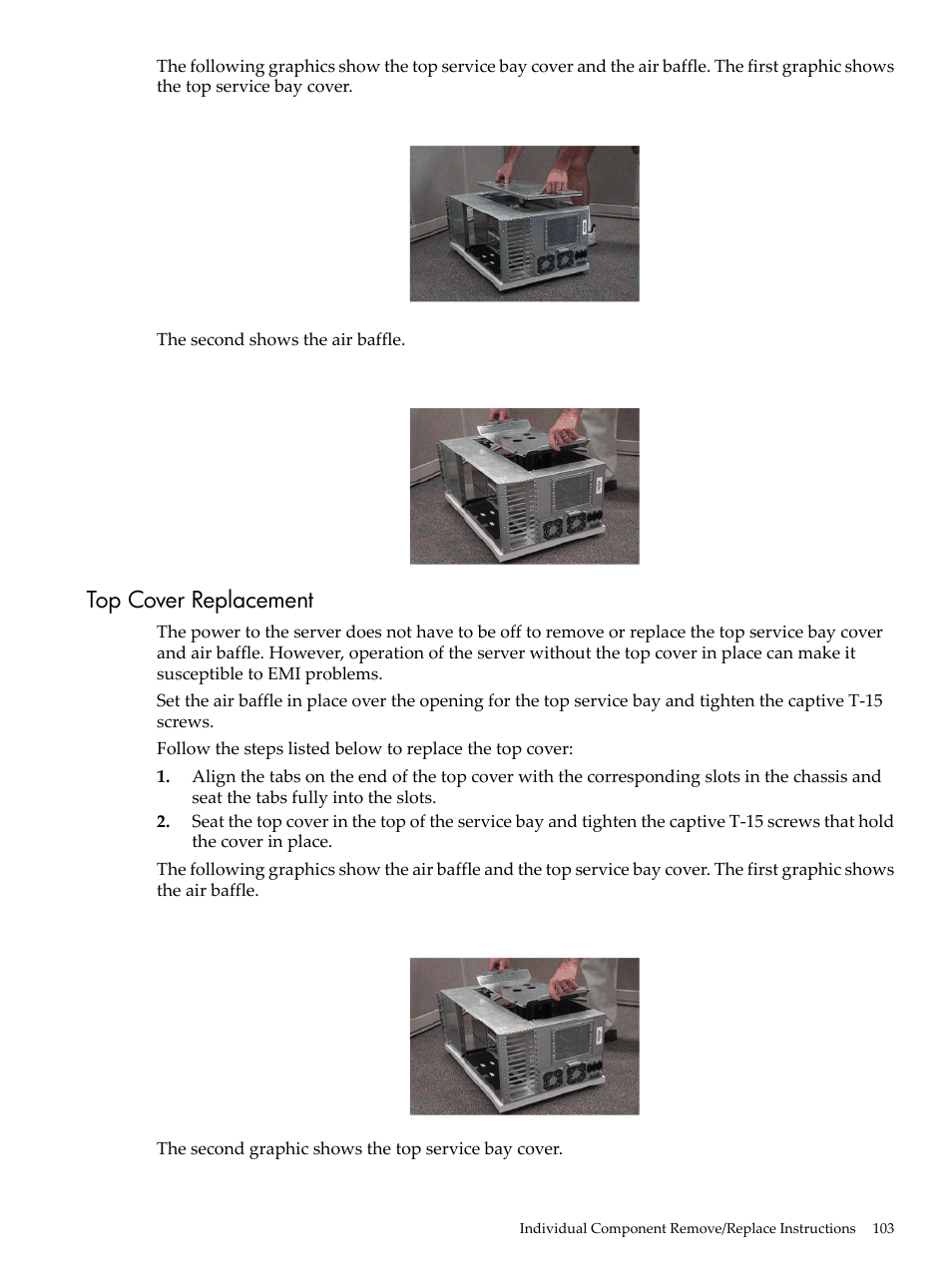 Top cover replacement | HP 9000 rp5400 Servers User Manual | Page 103 / 163