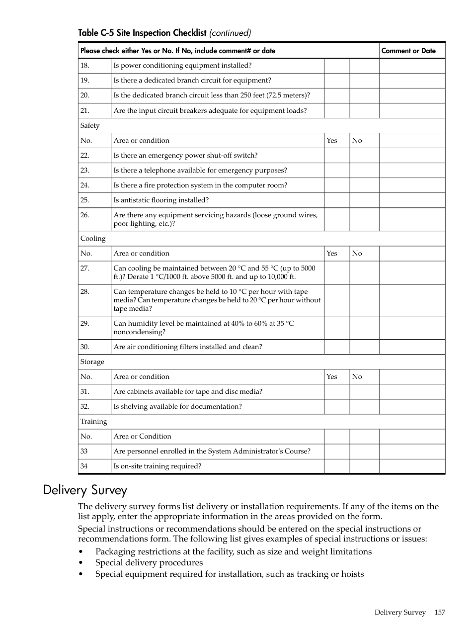 Delivery survey | HP 9000 rp5400 Servers User Manual | Page 157 / 163