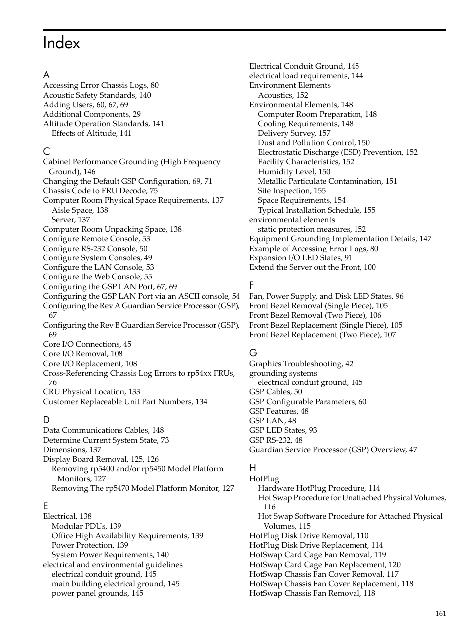 Index | HP 9000 rp5400 Servers User Manual | Page 161 / 163