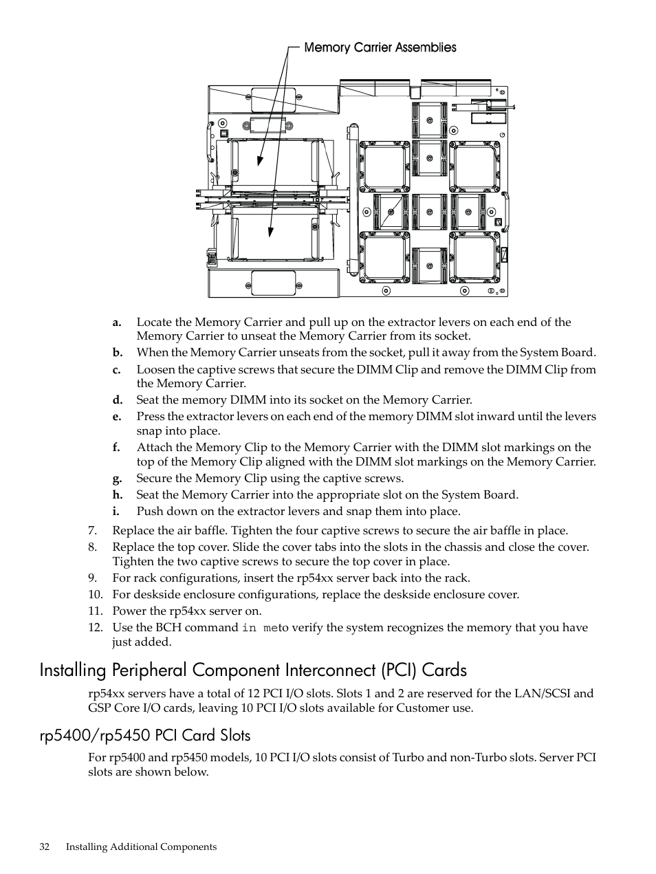 Rp5400/rp5450 pci card slots | HP 9000 rp5400 Servers User Manual | Page 32 / 163