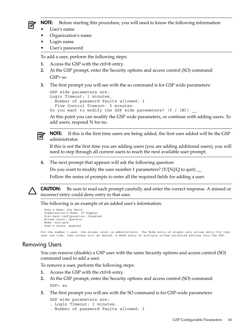 Removing users | HP 9000 rp5400 Servers User Manual | Page 61 / 163