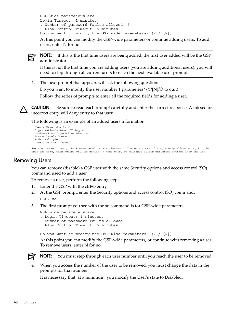 Removing users | HP 9000 rp5400 Servers User Manual | Page 68 / 163