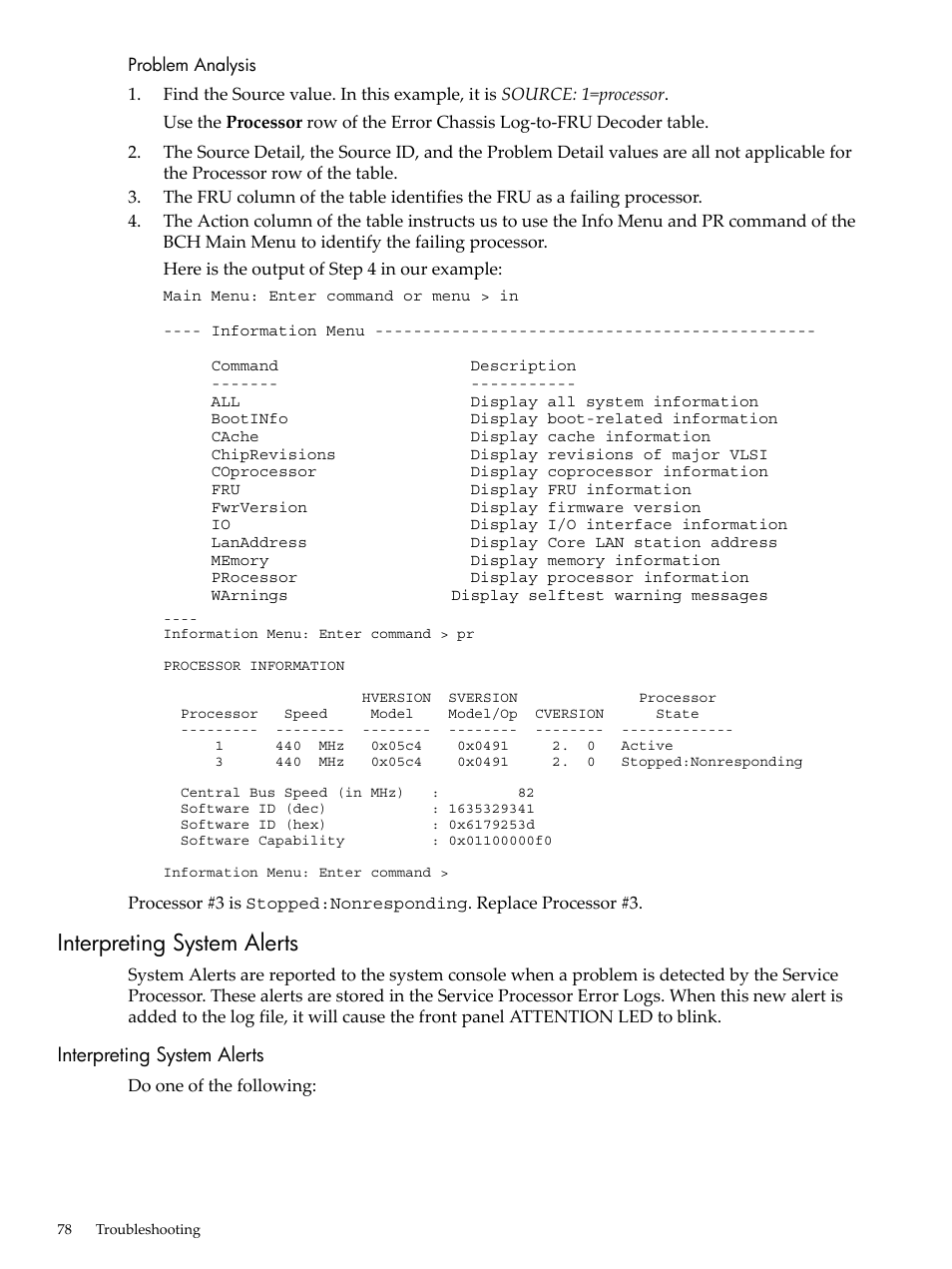 Interpreting system alerts | HP 9000 rp5400 Servers User Manual | Page 78 / 163