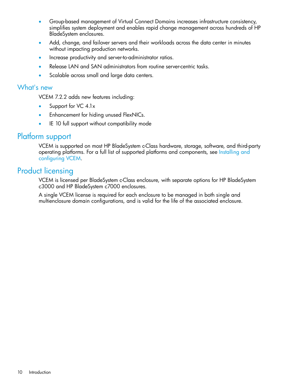 What's new, Platform support, Product licensing | Platform support product licensing | HP Insight Management-Software User Manual | Page 10 / 194