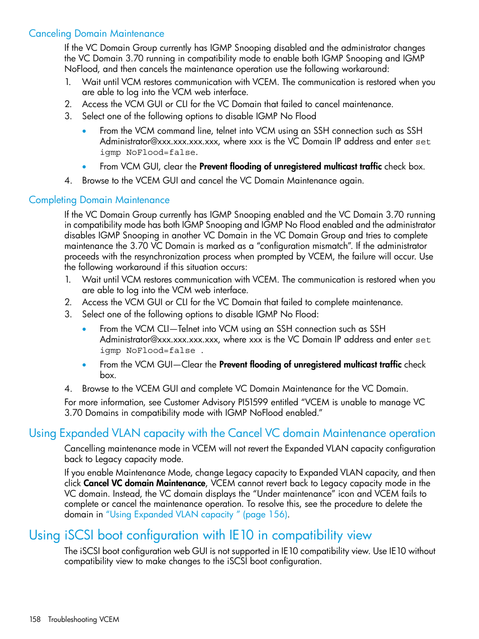 Canceling domain maintenance, Completing domain maintenance | HP Insight Management-Software User Manual | Page 158 / 194