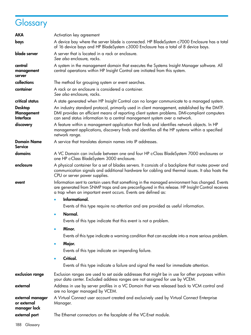 Glossary | HP Insight Management-Software User Manual | Page 188 / 194