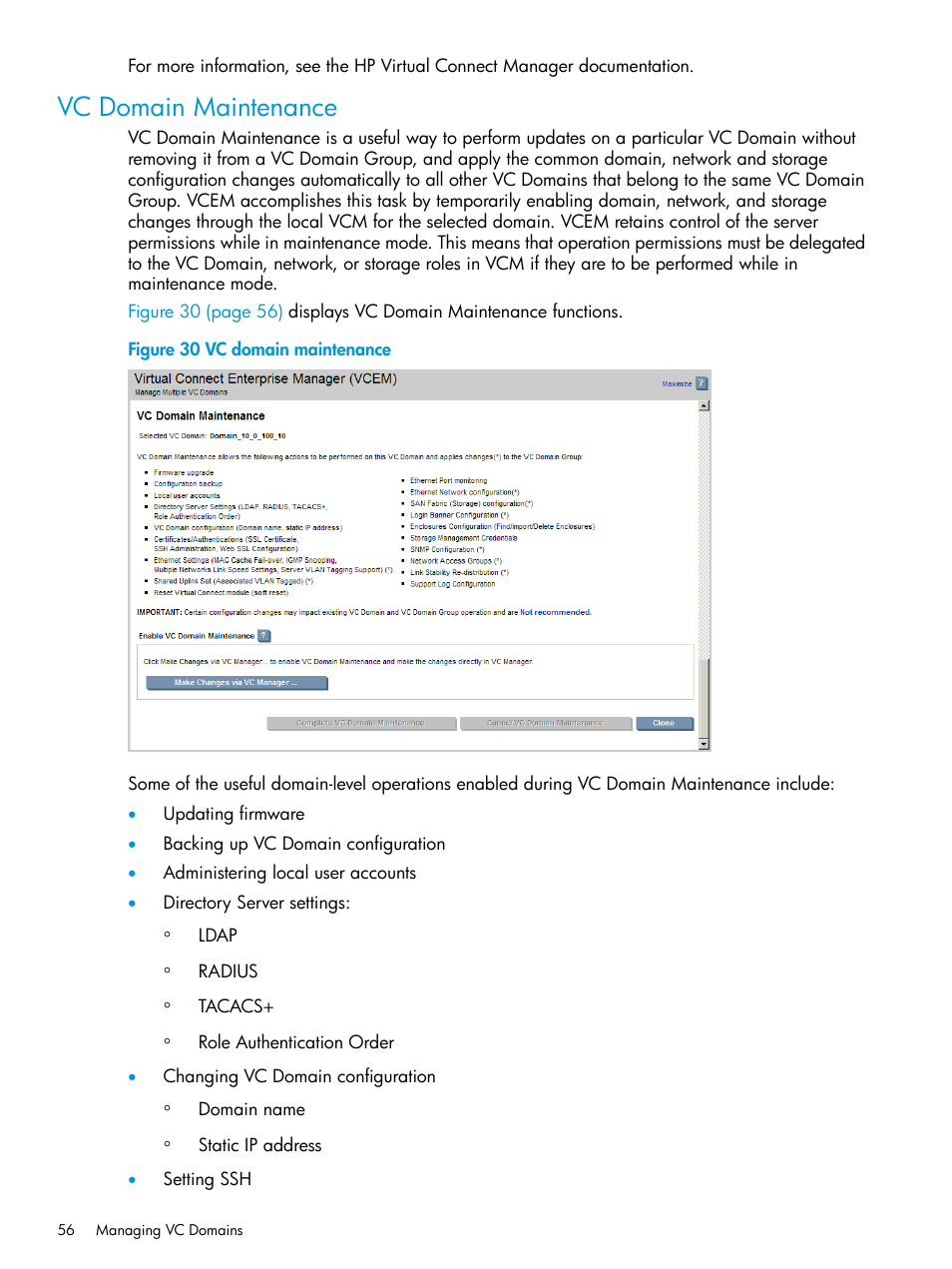 Vc domain maintenance | HP Insight Management-Software User Manual | Page 56 / 194