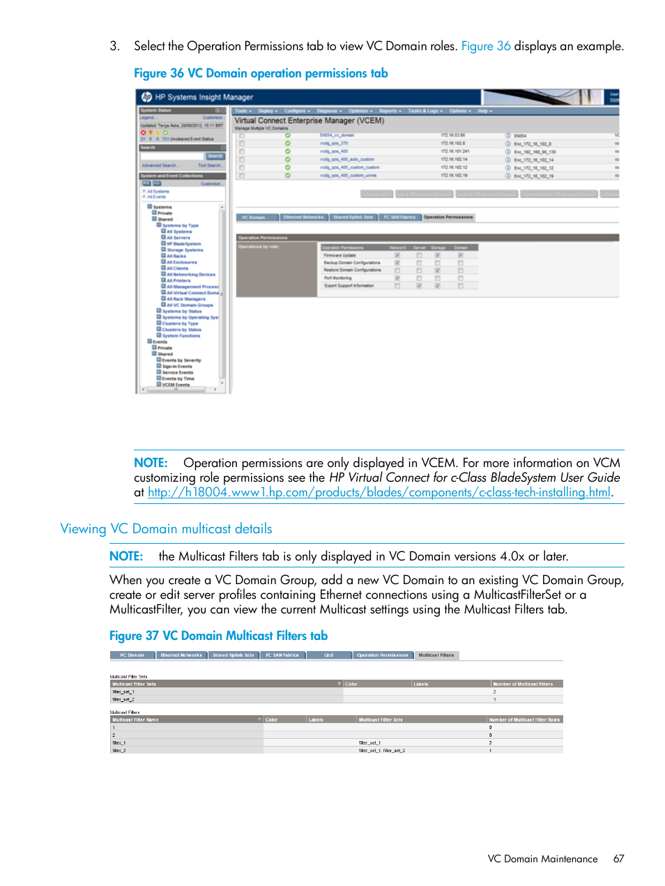 Viewing vc domain multicast details | HP Insight Management-Software User Manual | Page 67 / 194