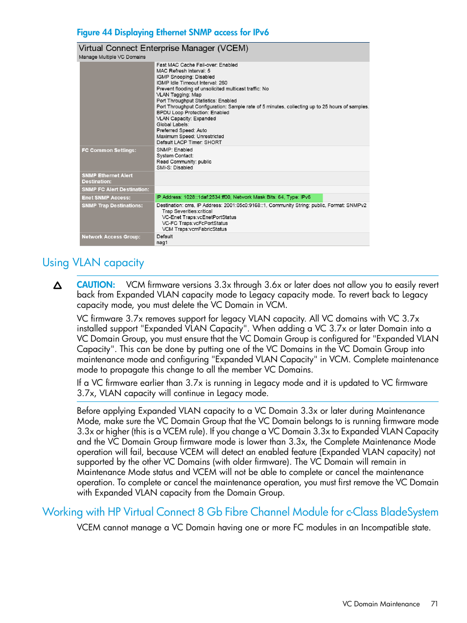 Using vlan capacity | HP Insight Management-Software User Manual | Page 71 / 194