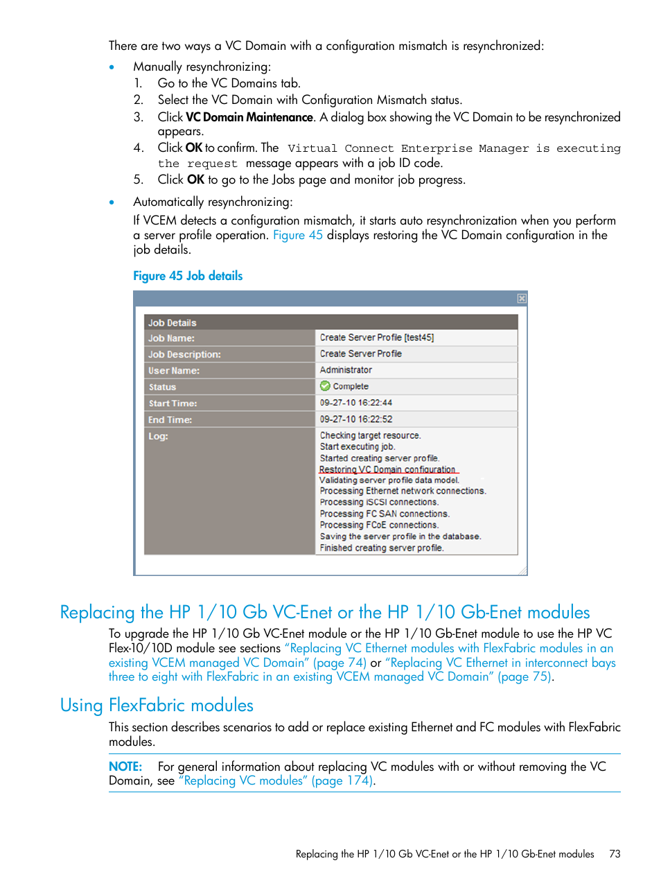 Using flexfabric modules | HP Insight Management-Software User Manual | Page 73 / 194