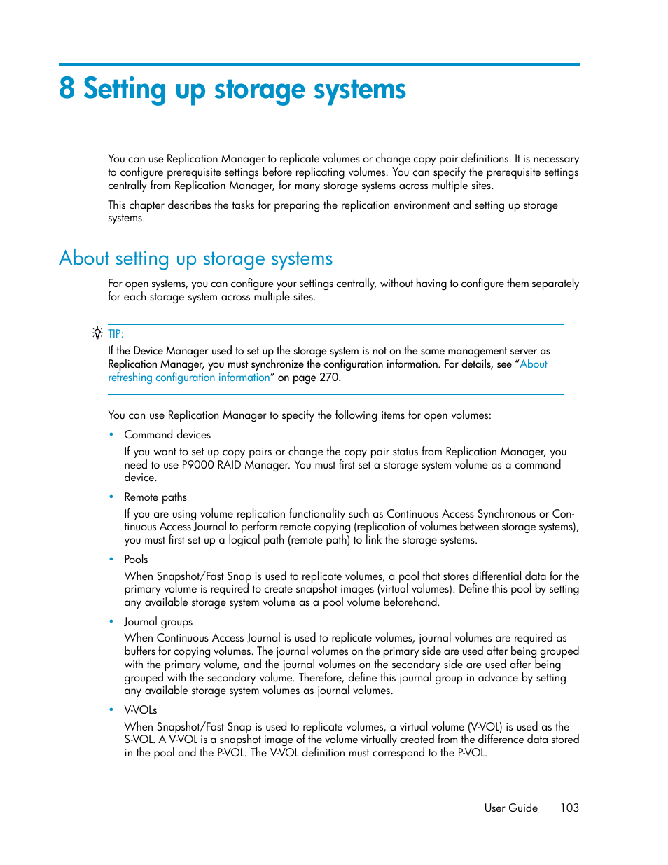 8 setting up storage systems, About setting up storage systems, Chapter 8 | HP XP P9000 Command View Advanced Edition Software User Manual | Page 103 / 492