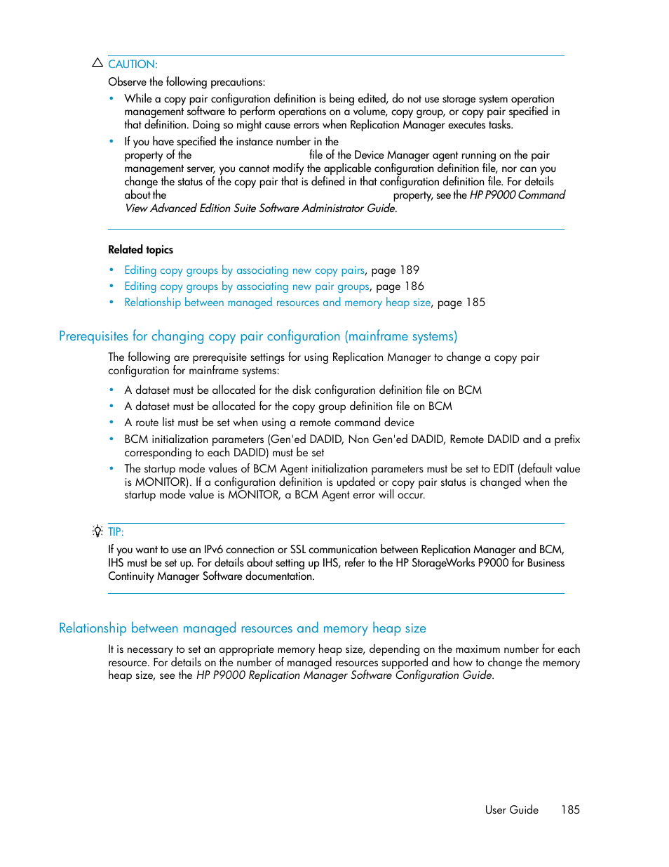 Relationship between, Managed resources and memory heap size | HP XP P9000 Command View Advanced Edition Software User Manual | Page 185 / 492