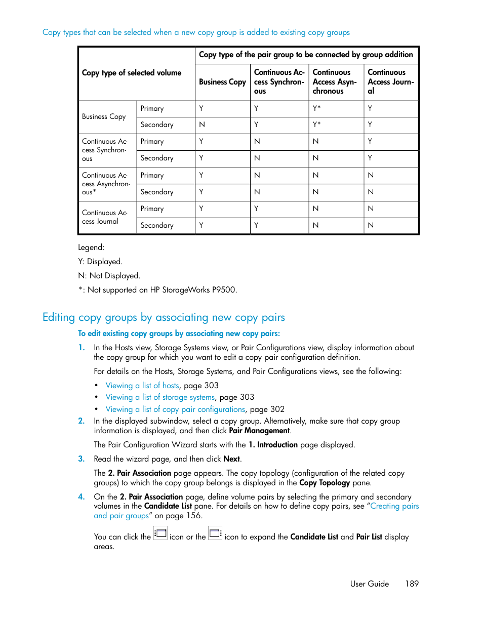 Editing copy groups by associating new copy pairs | HP XP P9000 Command View Advanced Edition Software User Manual | Page 189 / 492