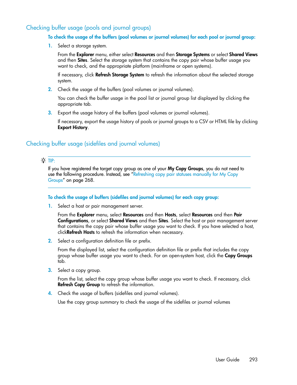 Checking buffer usage (pools and journal groups) | HP XP P9000 Command View Advanced Edition Software User Manual | Page 293 / 492