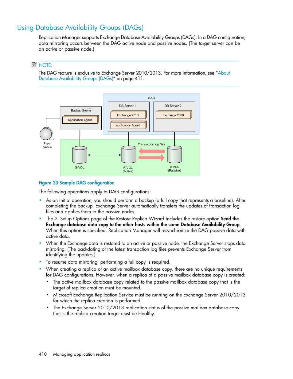 Using database availability groups (dags), Sample dag configuration | HP XP P9000 Command View Advanced Edition Software User Manual | Page 410 / 492