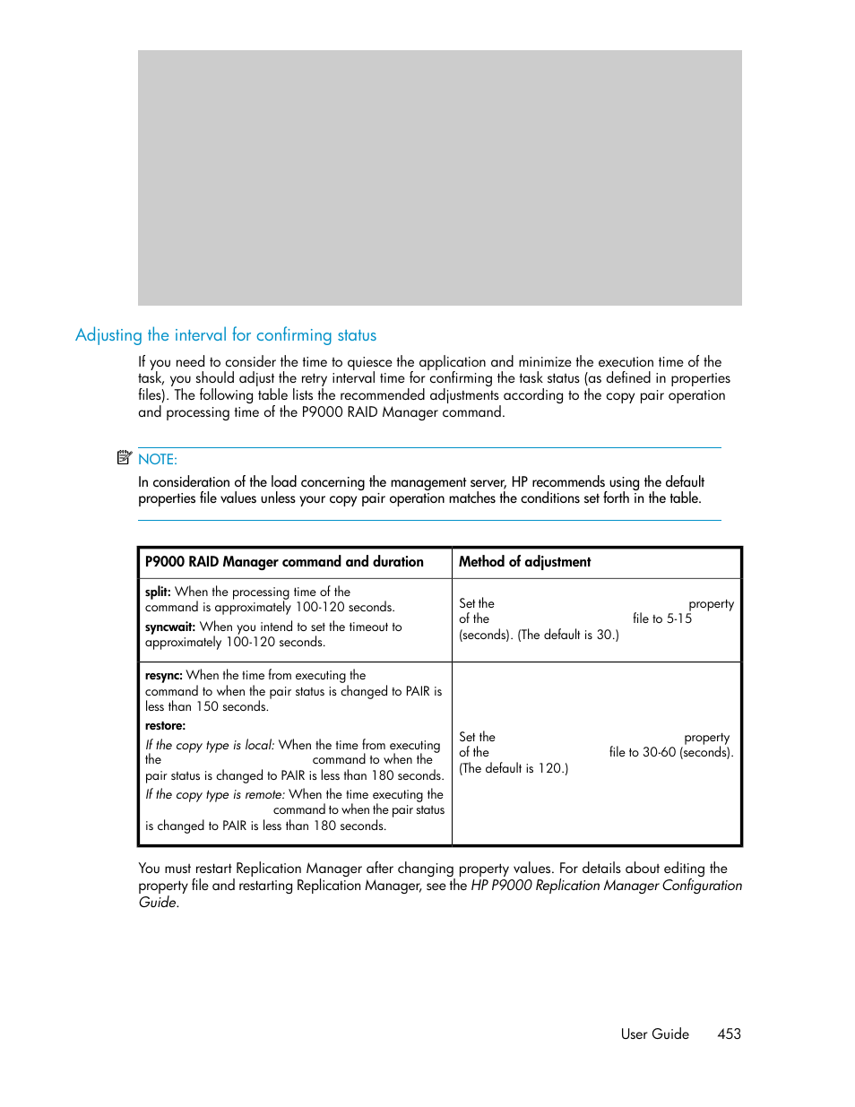 Adjusting the interval for confirming status | HP XP P9000 Command View Advanced Edition Software User Manual | Page 453 / 492