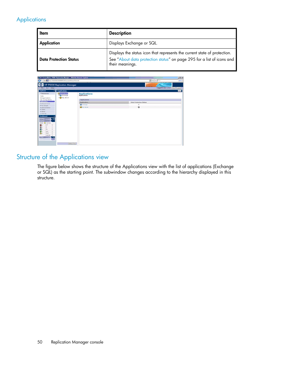 Structure of the applications view | HP XP P9000 Command View Advanced Edition Software User Manual | Page 50 / 492