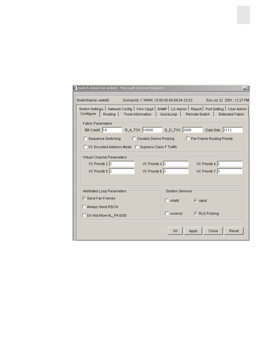 Configure tab, 4configure tab | HP Surestore 6164 Switch User Manual | Page 125 / 161
