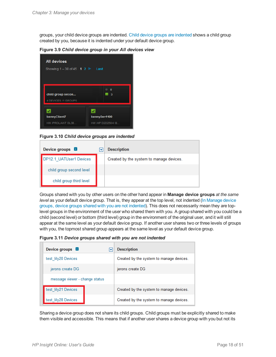 Child device group in your all devices view | HP Insight Online Software User Manual | Page 18 / 51