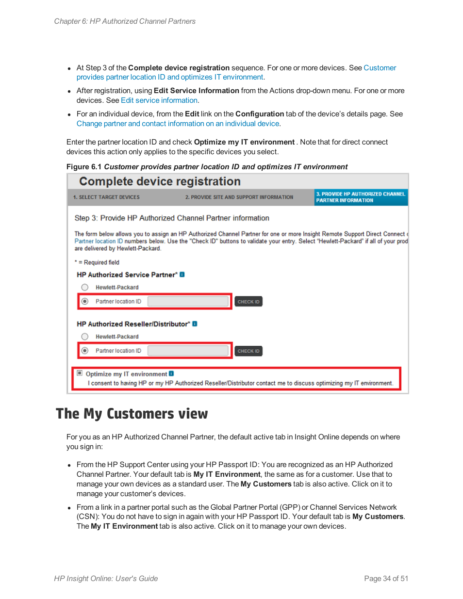 The my customers view | HP Insight Online Software User Manual | Page 34 / 51