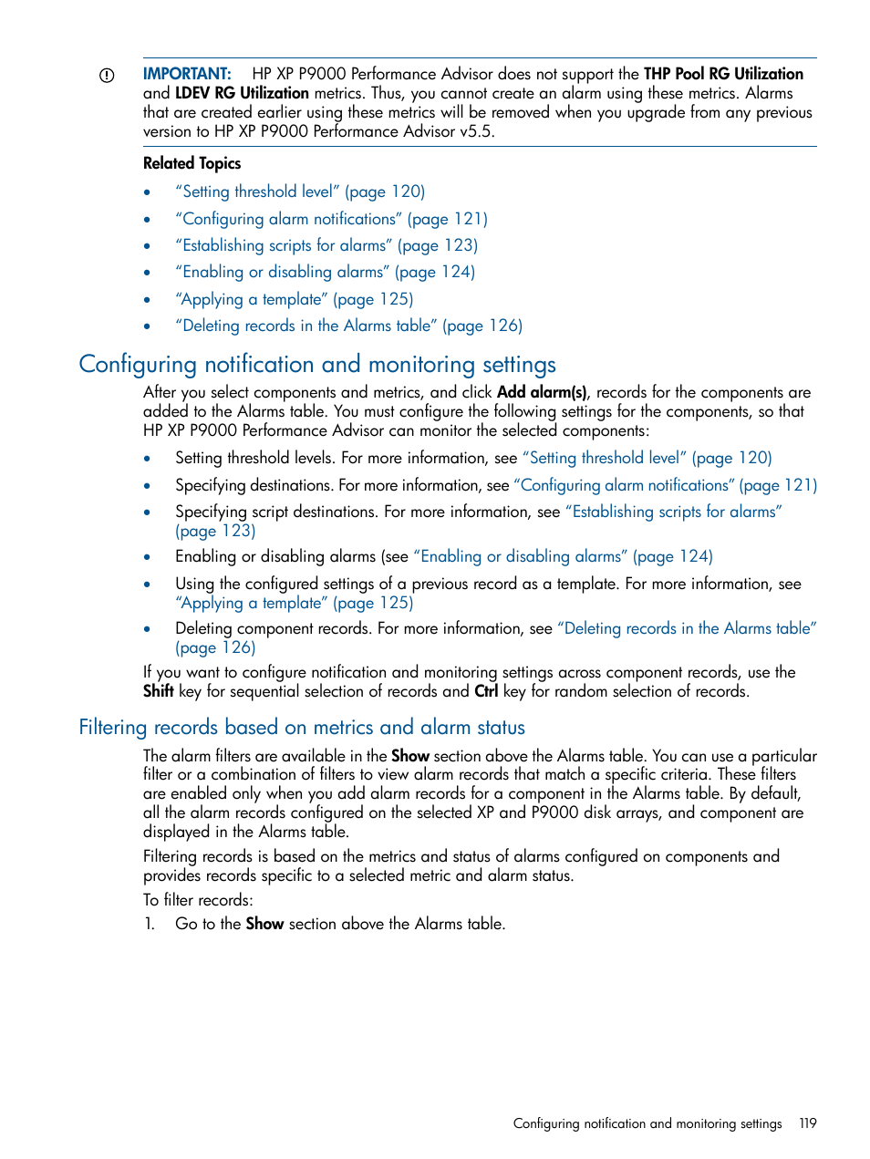 Configuring notification and monitoring settings | HP XP Performance Advisor Software User Manual | Page 119 / 417