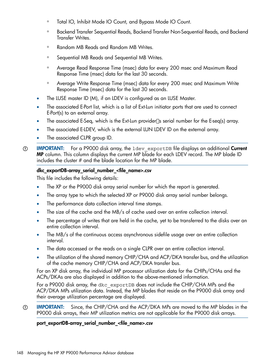 HP XP Performance Advisor Software User Manual | Page 148 / 417