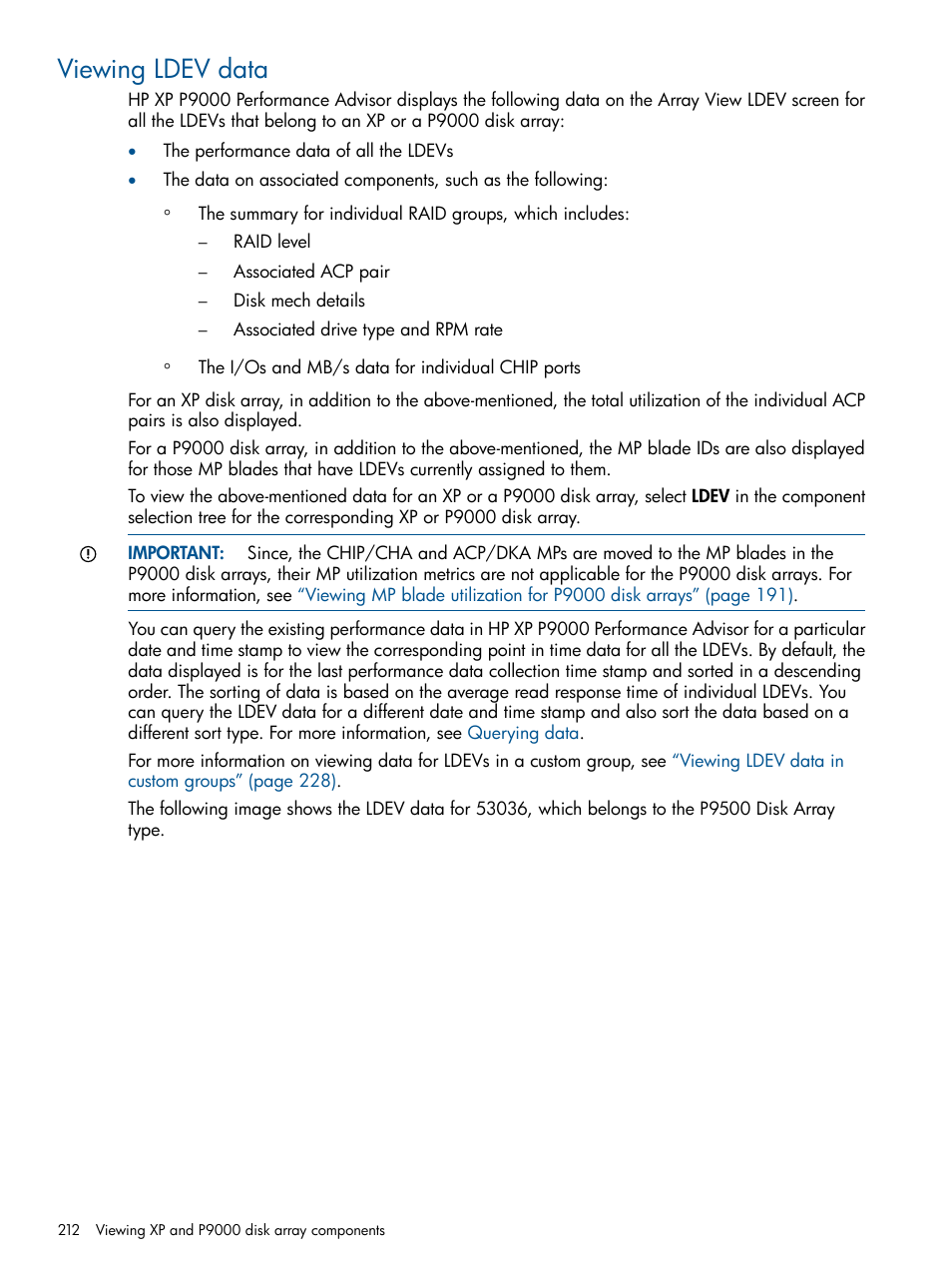 Viewing ldev data | HP XP Performance Advisor Software User Manual | Page 212 / 417