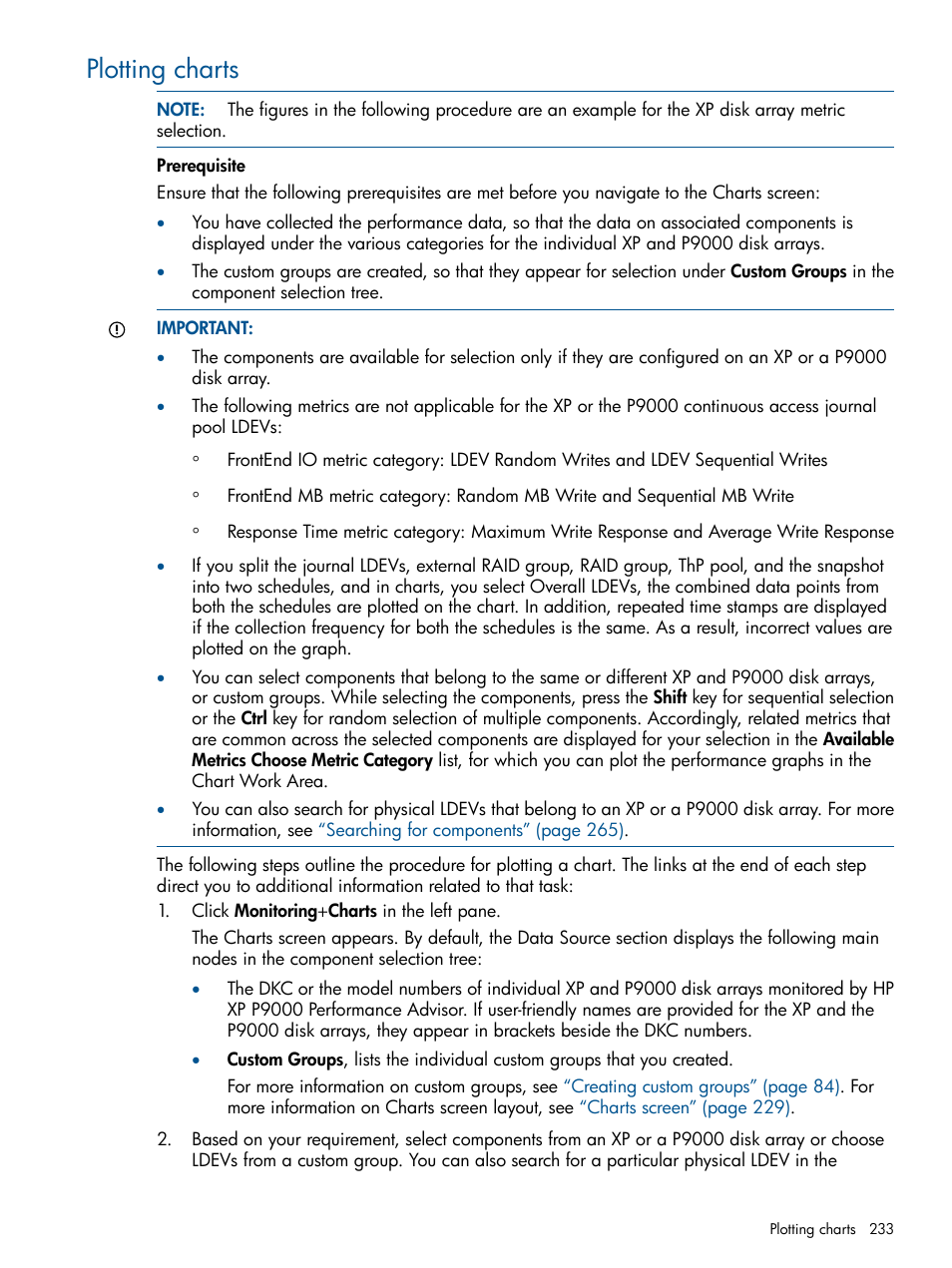 Plotting charts | HP XP Performance Advisor Software User Manual | Page 233 / 417