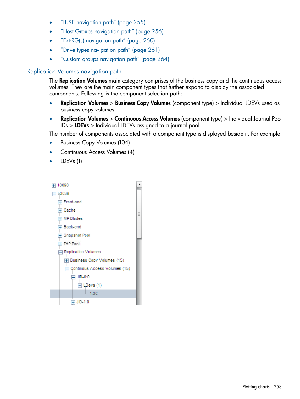 Replication volumes navigation path | HP XP Performance Advisor Software User Manual | Page 253 / 417