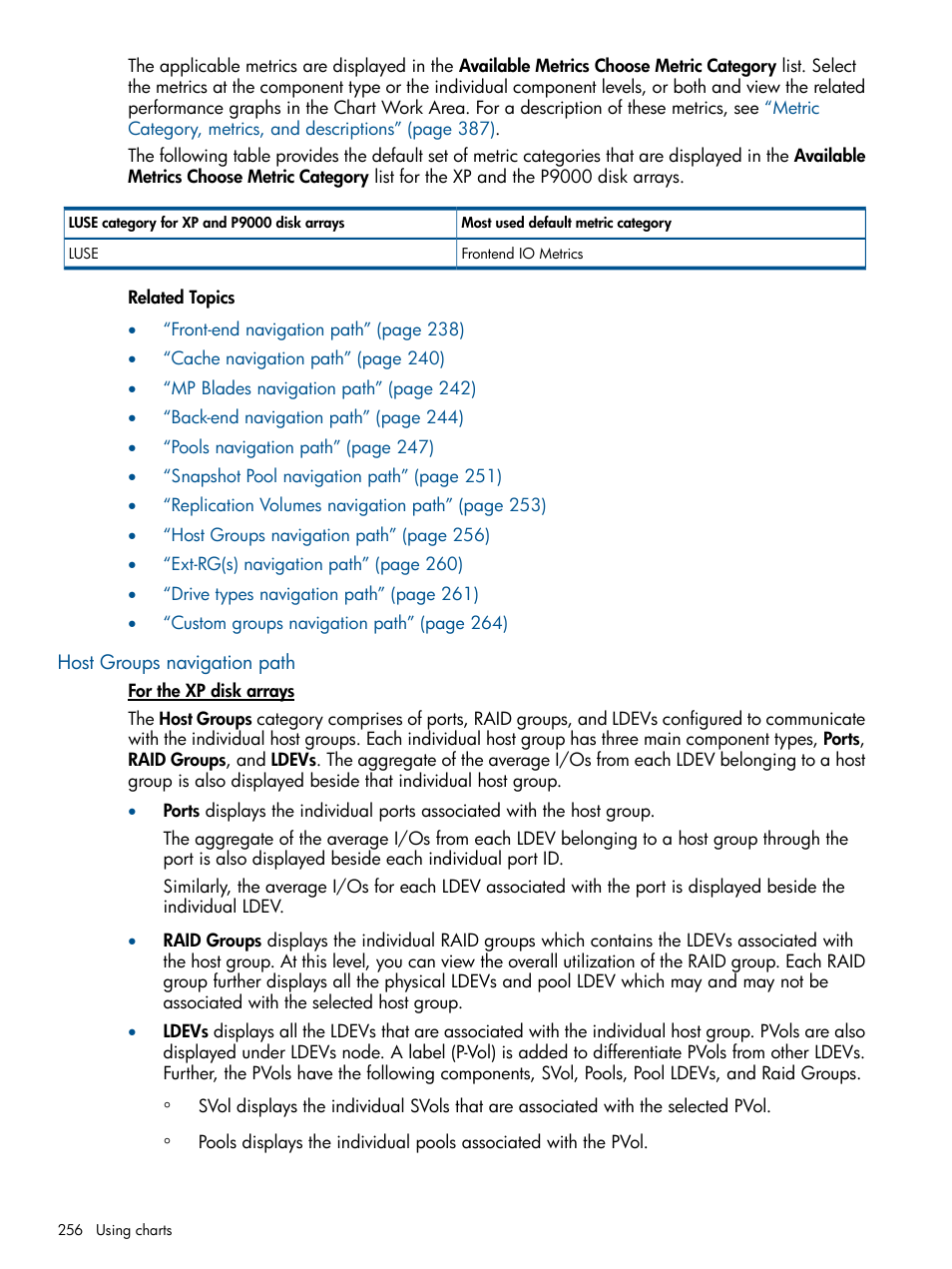 Host groups navigation path | HP XP Performance Advisor Software User Manual | Page 256 / 417